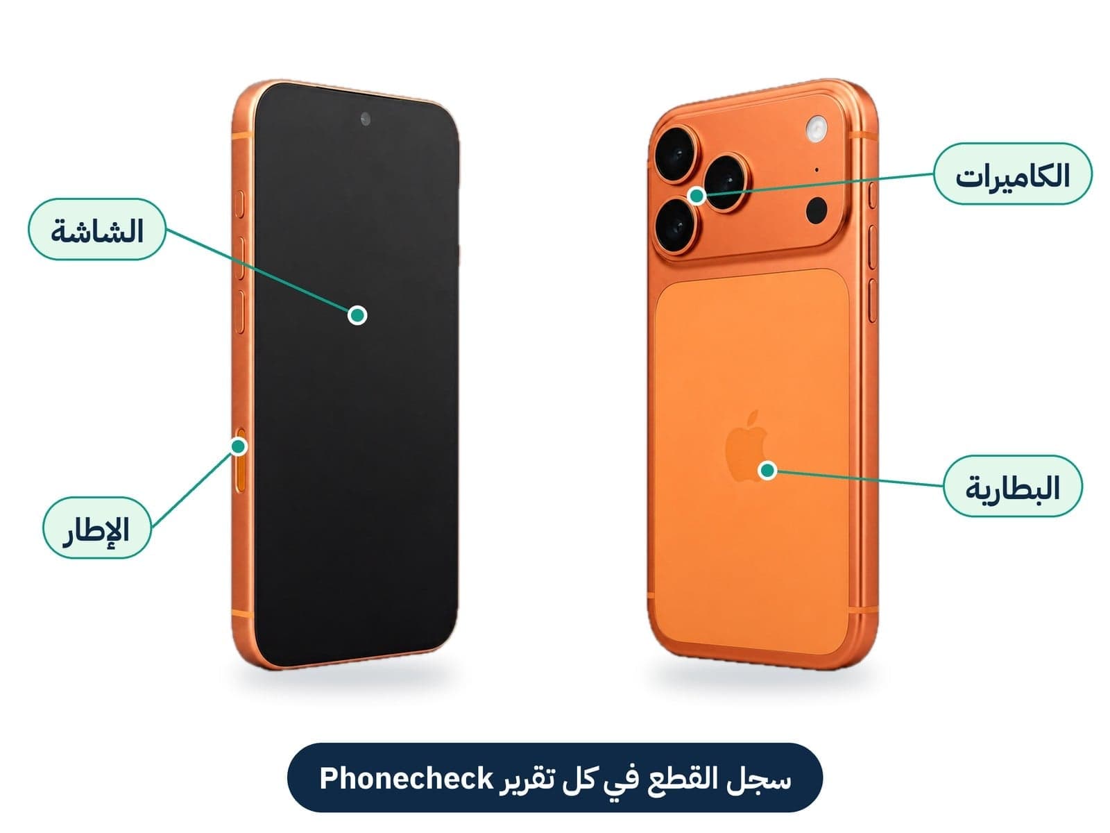 لا نفتح أي جوال لإصلاحه، ولا نستبدل الشاشة أو البطارية أو أي قطعة أخرى. قد يحمل الجوال الذي خضع للإصلاح شاشة بديلة، لذلك يأتي كل جوال من سكند يوز مع تقرير Phonecheck يعرض سجل القطع. لتتأكد بنفسك أن الشاشة والكاميرات والبطارية هي القطع التي يجب أن تكون فيه.